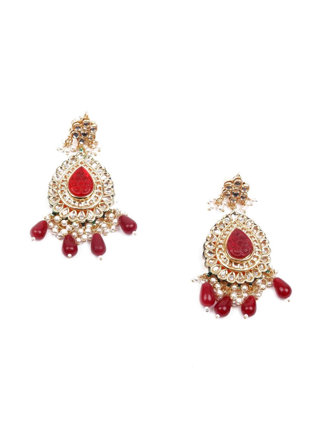 Heavy Multicolored Stone Studded Neckpiece Set - Rajwada