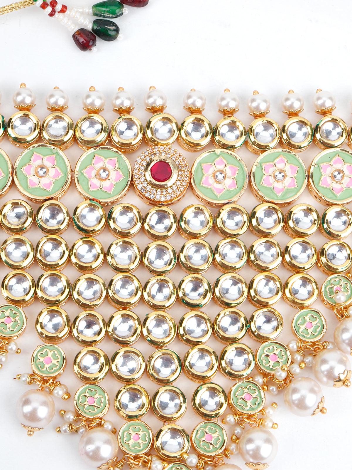 Heavy Triangular Kundan Necklace - Rajwada
