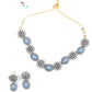 Iceberg Blue Floral Choker Necklace Set - Rajwada