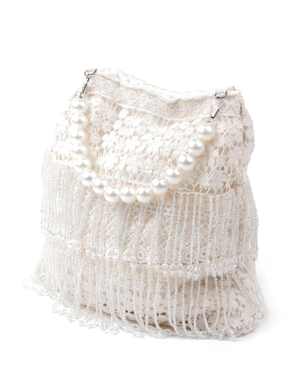 IMPRESSIVE CREAM EMBELLISHED POTLI BAG - Rajwada