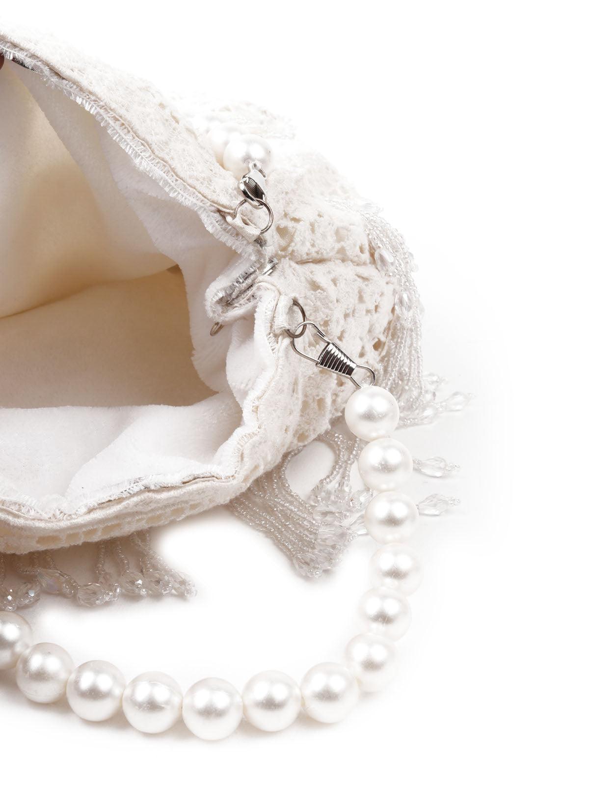 IMPRESSIVE CREAM EMBELLISHED POTLI BAG - Rajwada