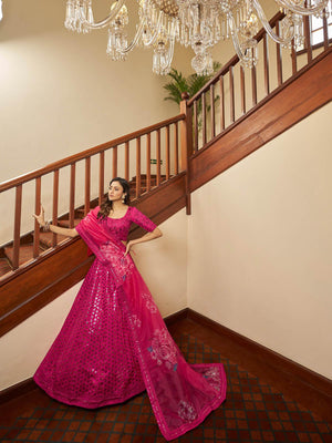Impressive Deep Pink Art Silk Lehenga Set - Rajwada
