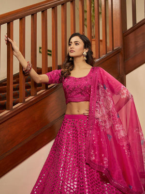 Impressive Deep Pink Art Silk Lehenga Set - Rajwada
