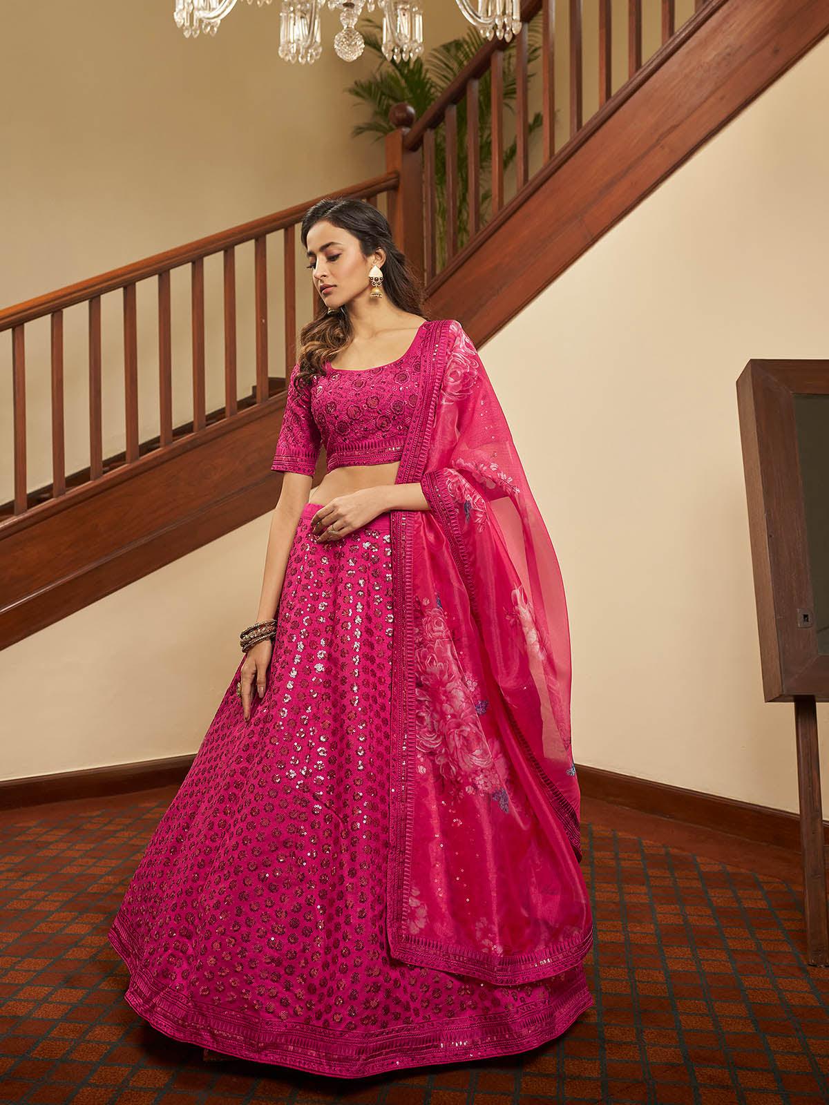 Impressive Deep Pink Art Silk Lehenga Set - Rajwada
