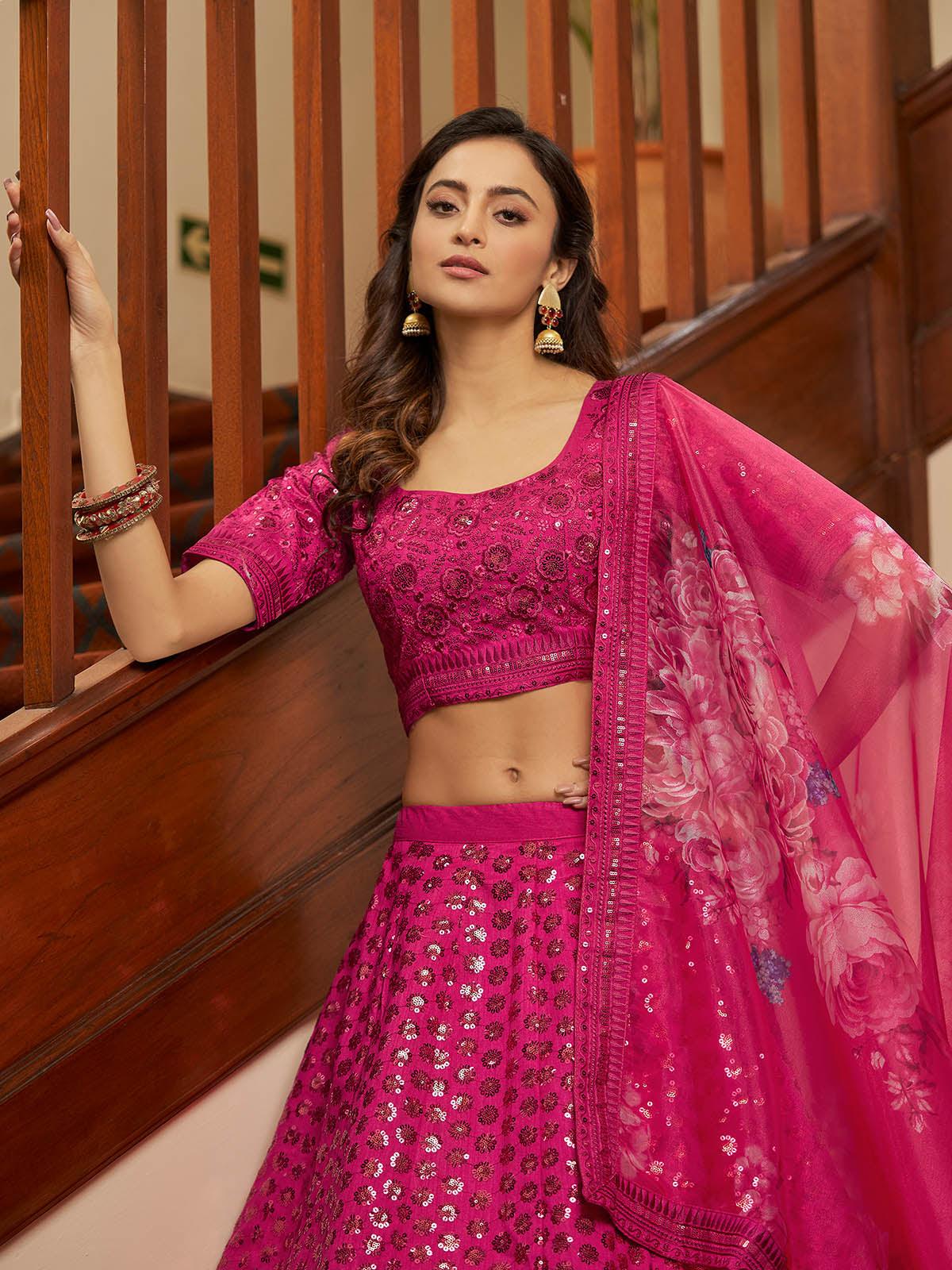 Impressive Deep Pink Art Silk Lehenga Set - Rajwada