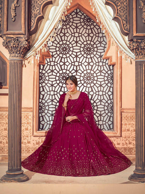 Impressive Deep Pink Georgette Lehenga Set - Rajwada