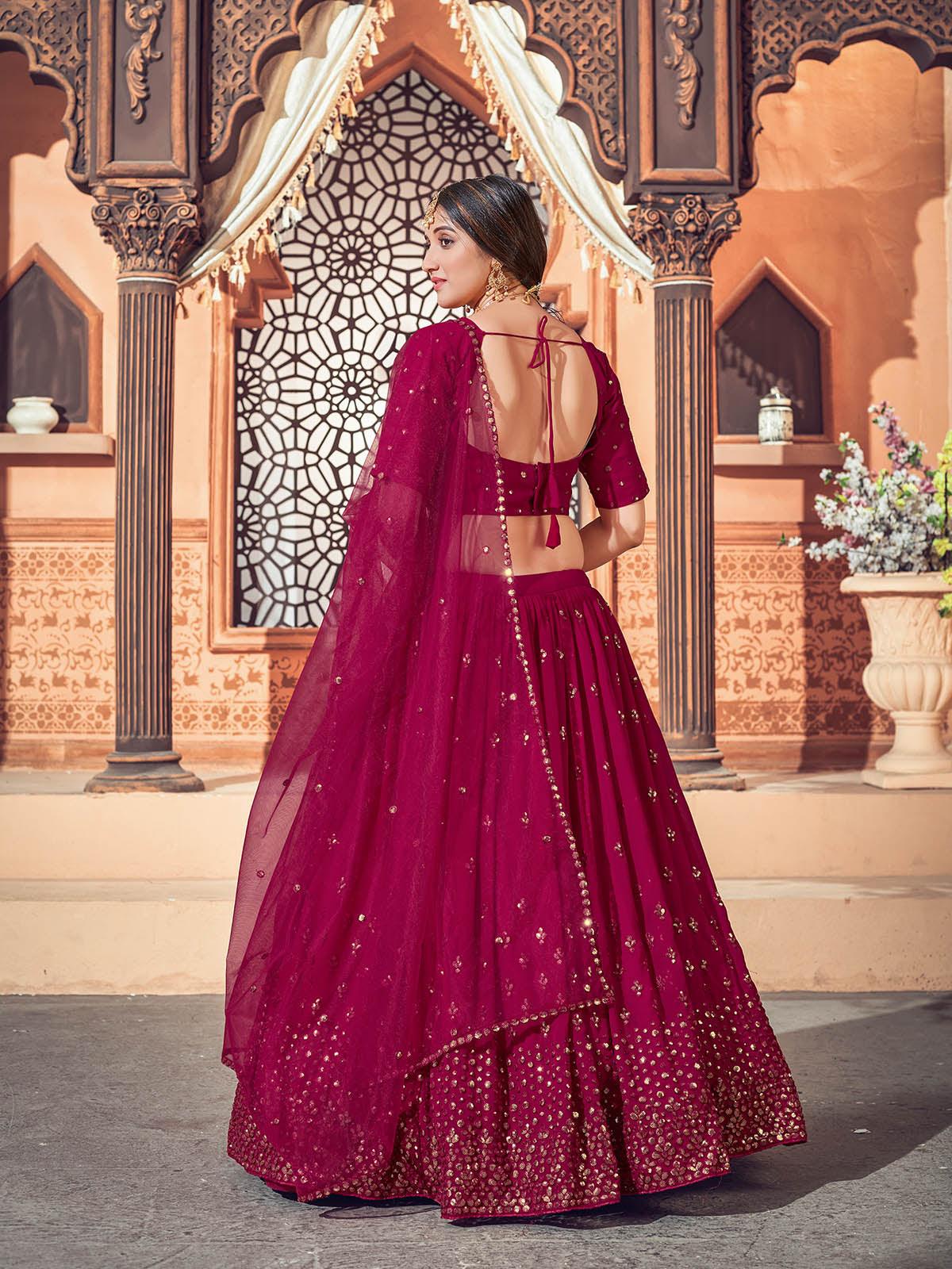 Impressive Deep Pink Georgette Lehenga Set - Rajwada
