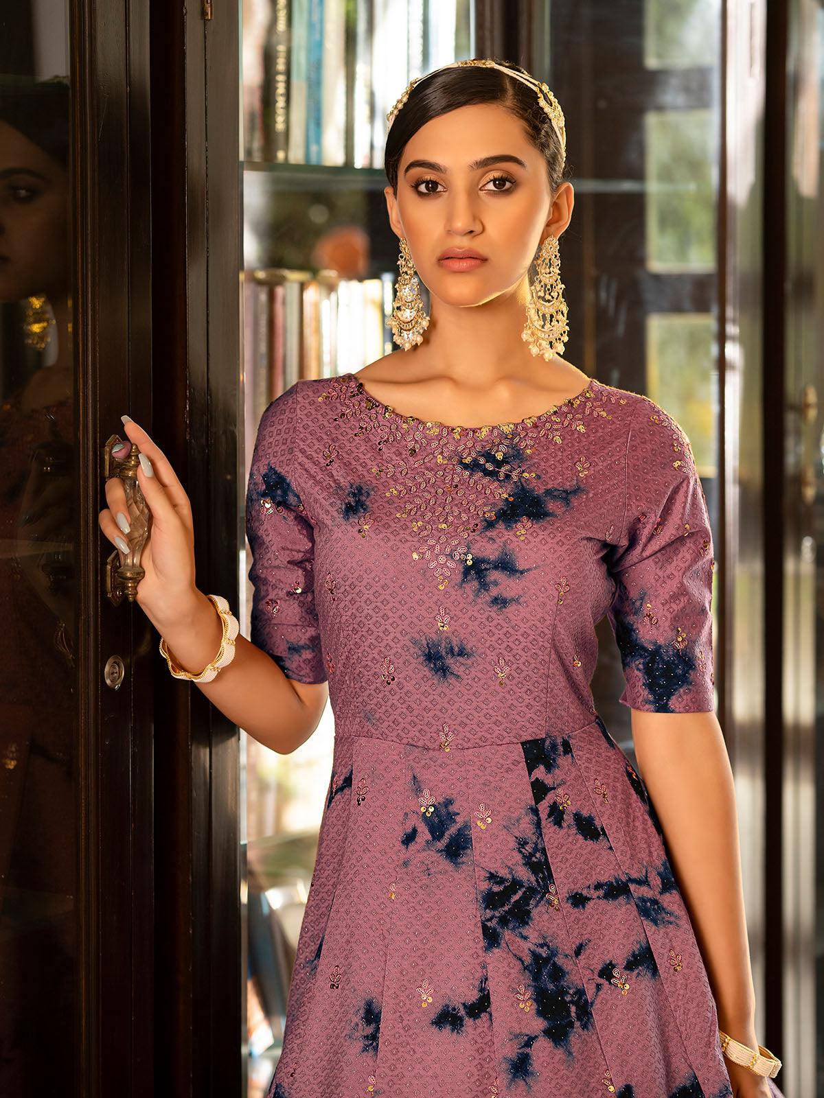 Impressive Dust Pink Cotton Anarkali - Rajwada
