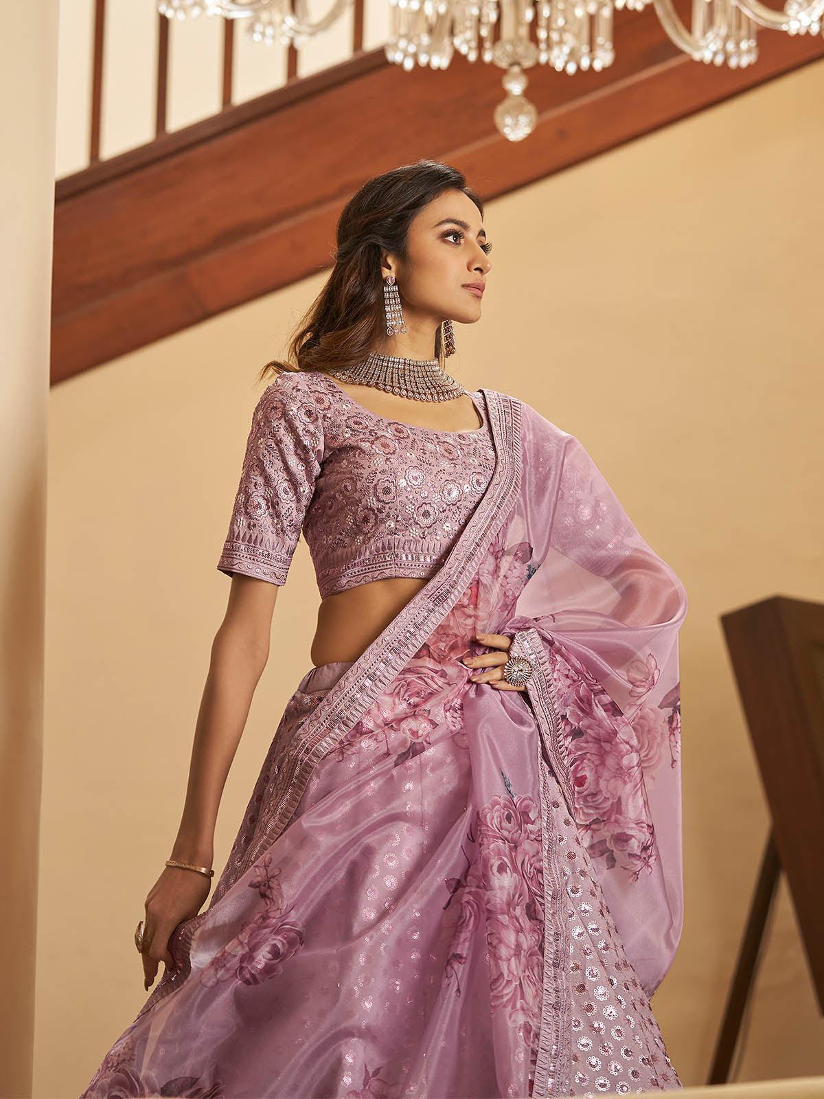 Impressive Dusty Pink Art Silk Lehenga Set - Rajwada