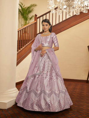 Impressive Dusty Pink Silk Lehenga Set - Rajwada