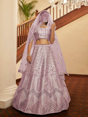 Impressive Dusty Pink Silk Lehenga Set - Rajwada