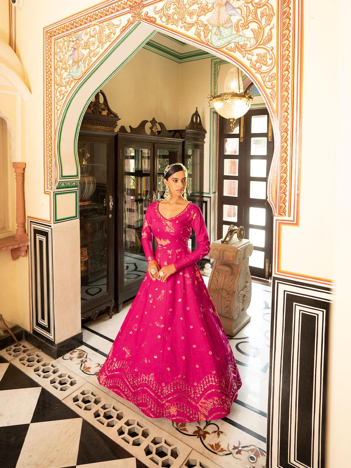 Impressive Fuschia Cotton Anarkali - Rajwada