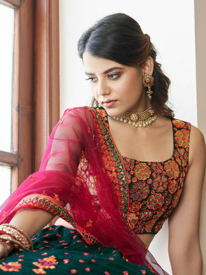 Impressive Green Georgette Lehenga Set - Rajwada