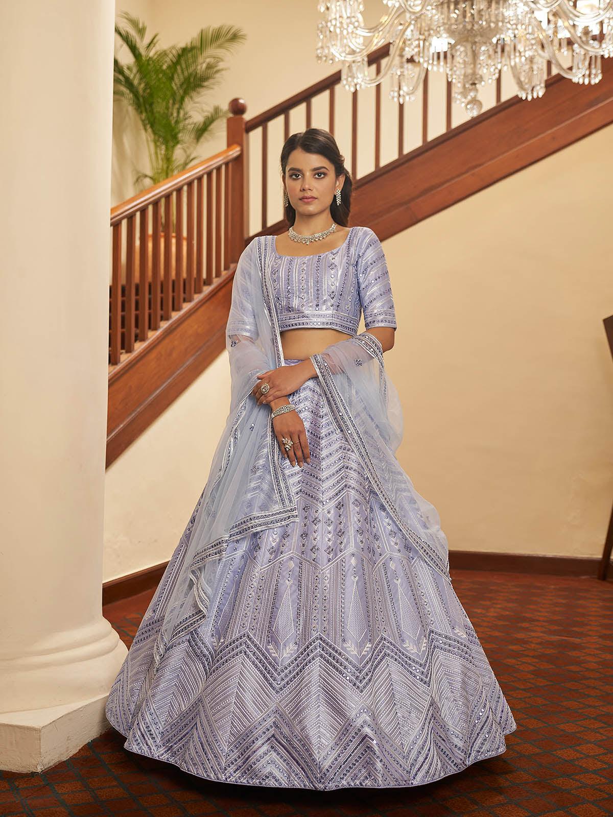 Impressive Lavender Silk Lehenga Set - Rajwada