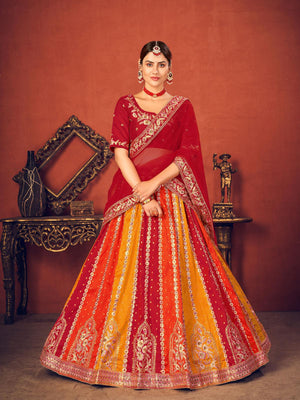 Impressive Multi-Colored Art Silk Lehenga Set - Rajwada
