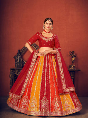 Impressive Multi-Colored Art Silk Lehenga Set - Rajwada