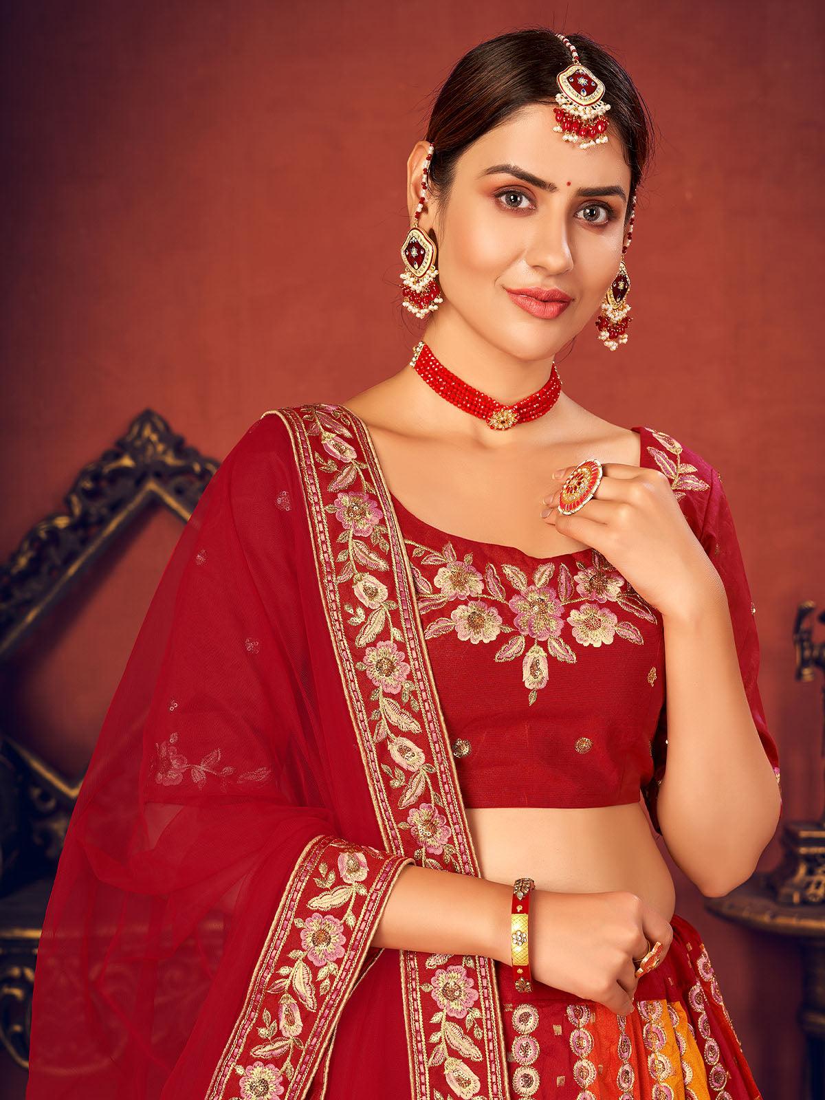 Impressive Multi-Colored Art Silk Lehenga Set - Rajwada