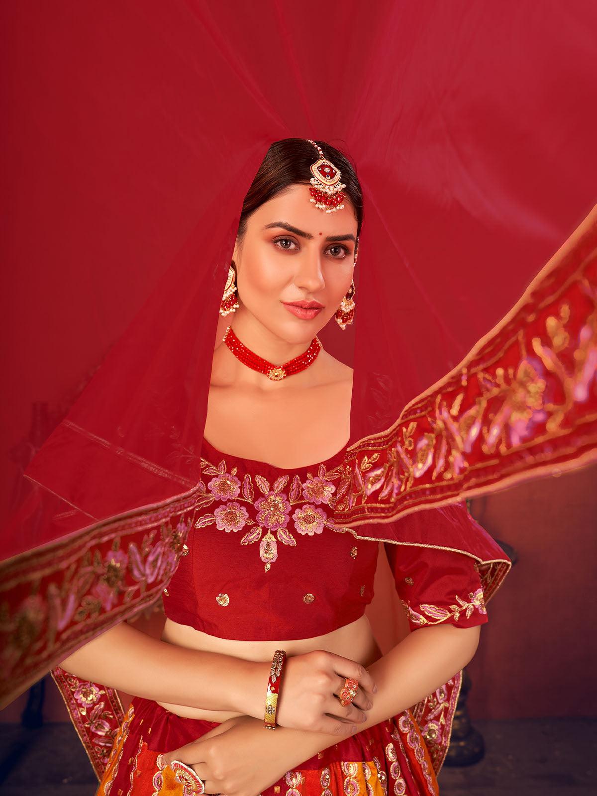 Impressive Multi-Colored Art Silk Lehenga Set - Rajwada