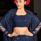 Impressive Navy Blue Georgette Lehenga Set - Rajwada