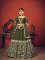 Impressive Olive Green Art Silk Lehenga Set - Rajwada