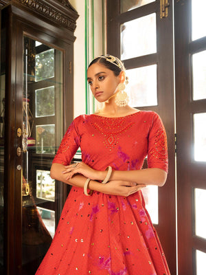 Impressive Orange Cotton Anarkali - Rajwada