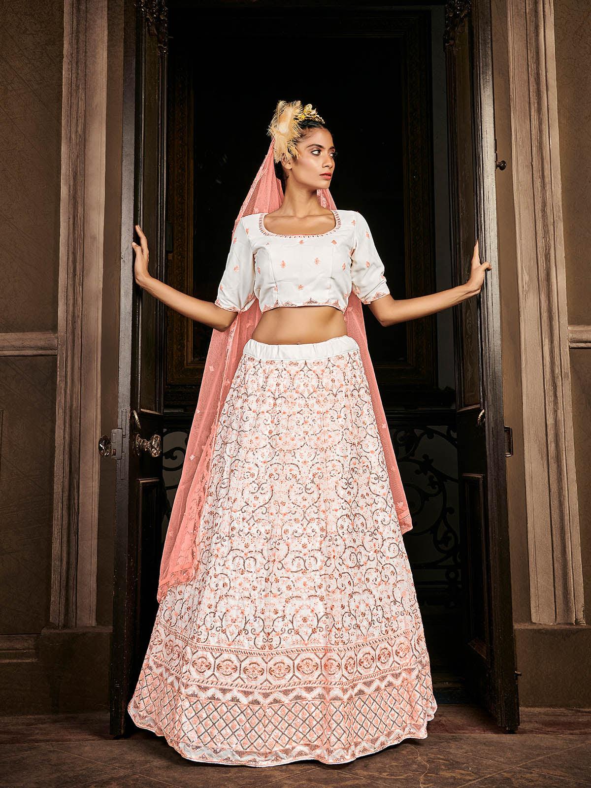 Impressive Orange Georgette Lehenga Set - Rajwada