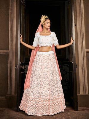 Impressive Orange Georgette Lehenga Set - Rajwada