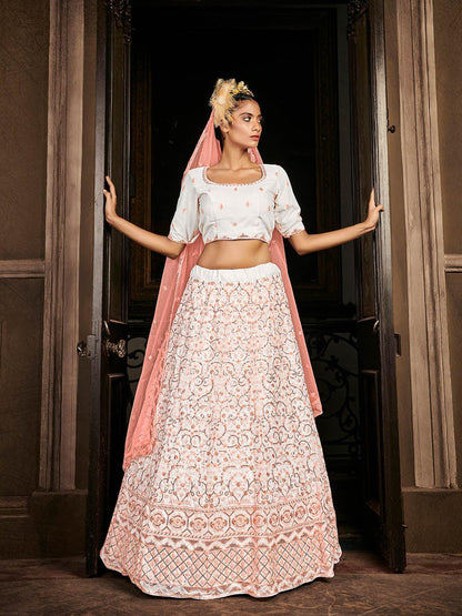 Impressive Orange Georgette Lehenga Set - Rajwada