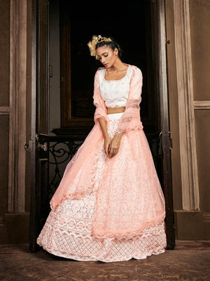 Impressive Orange Georgette Lehenga Set - Rajwada