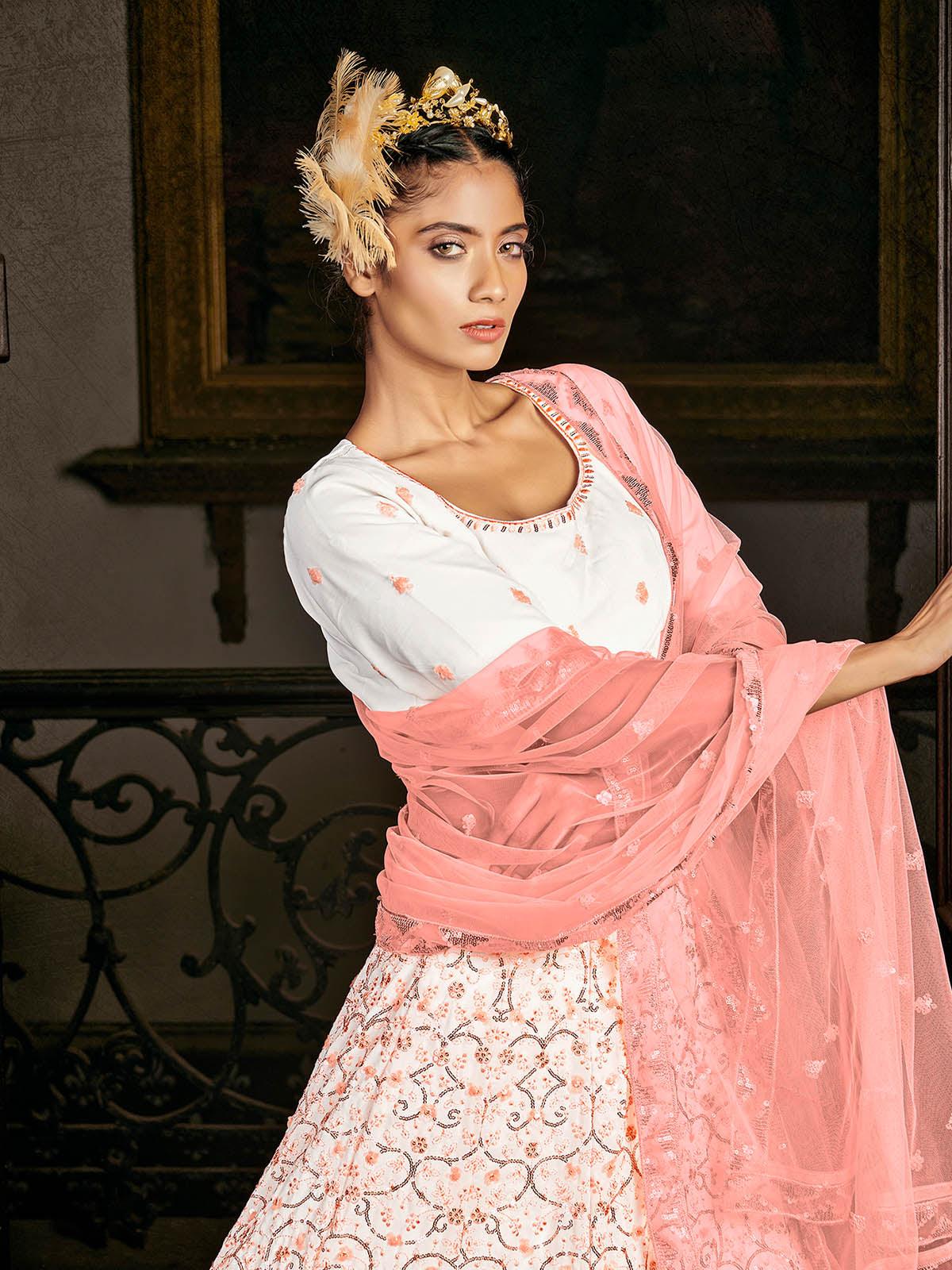 Impressive Orange Georgette Lehenga Set - Rajwada