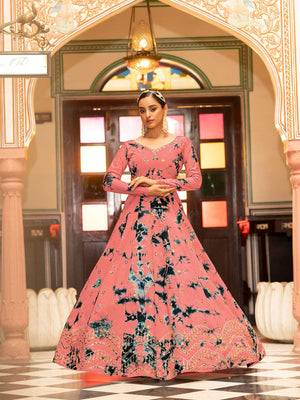 Impressive Peach Cotton Anarkali - Rajwada