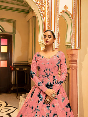 Impressive Peach Cotton Anarkali - Rajwada