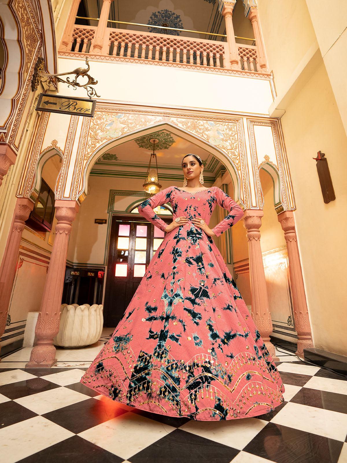 Impressive Peach Cotton Anarkali - Rajwada