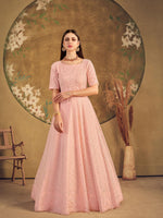 Impressive Peach Net Anarkali - Rajwada
