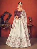 Impressive Pearl White Art Silk Lehenga Set - Rajwada