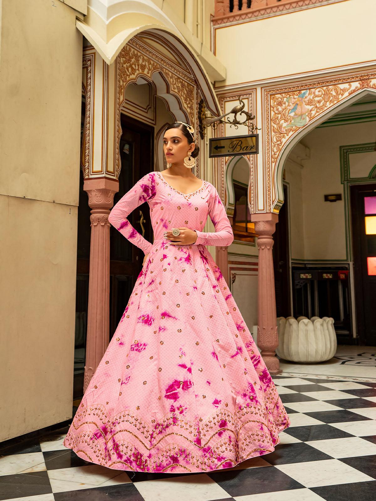 Impressive Pink Cotton Anarkali - Rajwada
