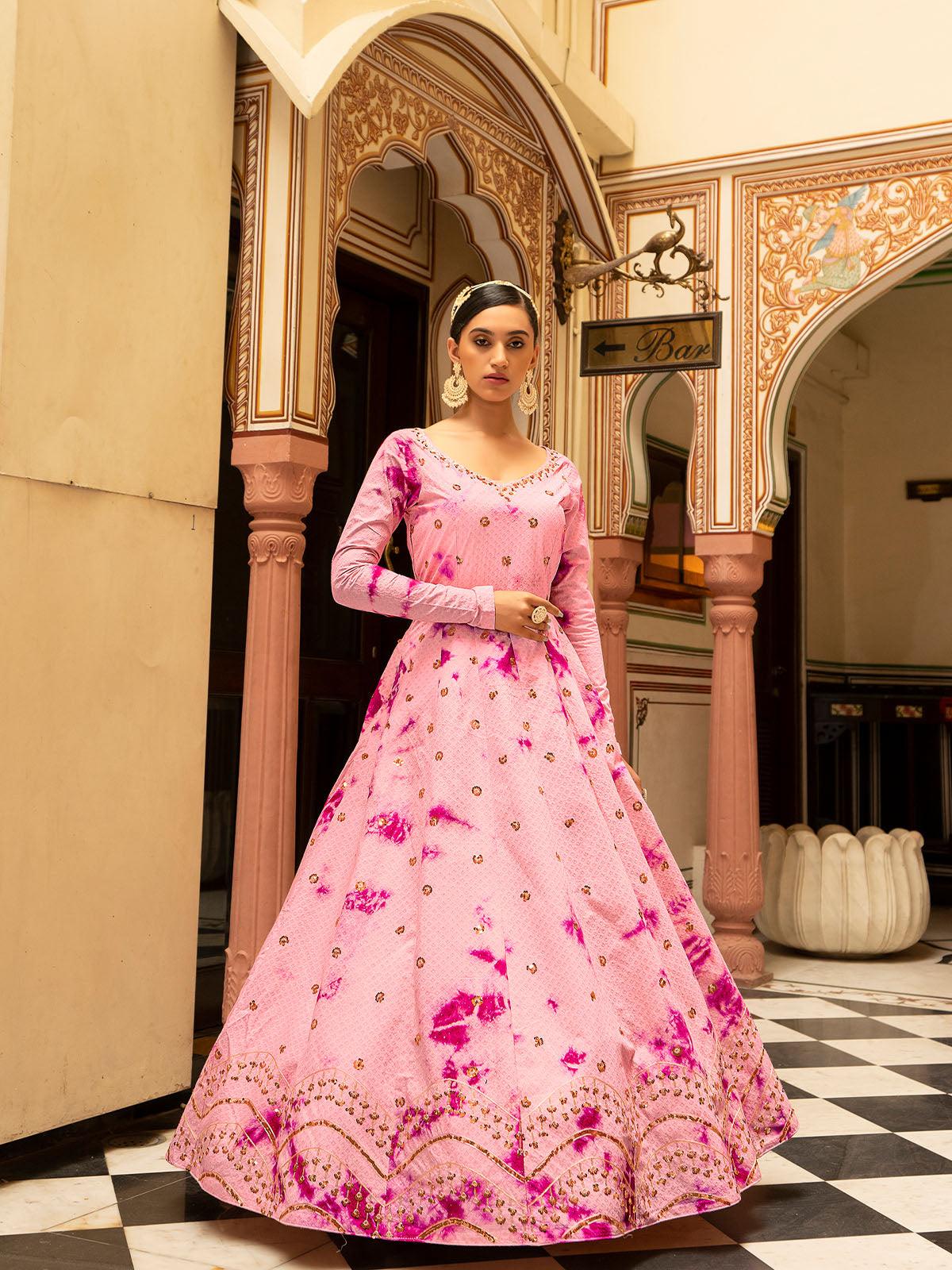 Impressive Pink Cotton Anarkali - Rajwada