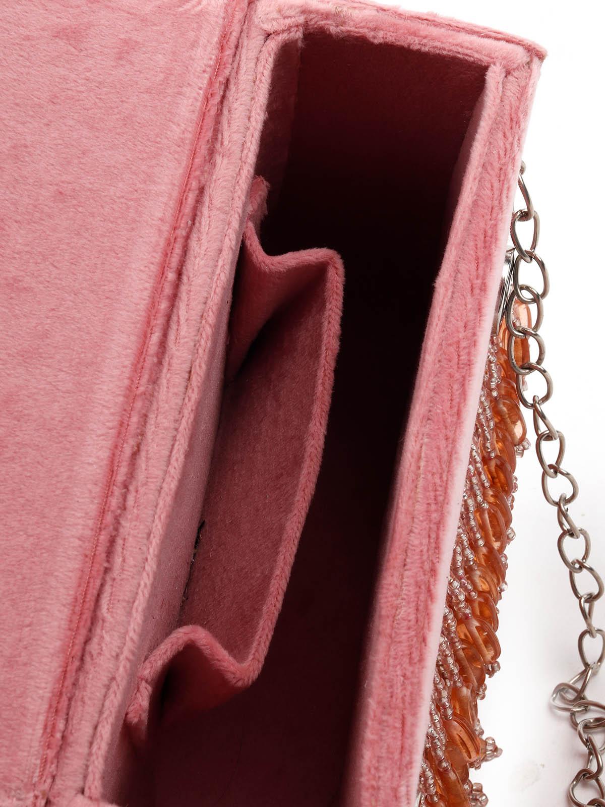 IMPRESSIVE PINK EMBELLISHED CLUTCH - Rajwada
