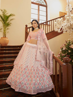Impressive Pink Georgette Lehenga Set - Rajwada