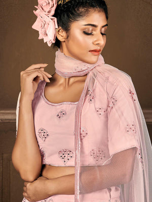 Impressive Pink Georgette Lehenga Set - Rajwada