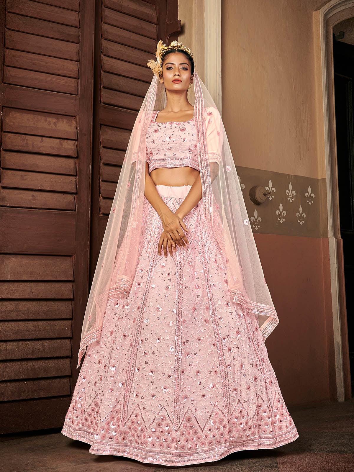 Impressive Pink Georgette Lehenga Set - Rajwada