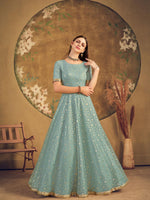 Impressive Pista Green Net Anarkali - Rajwada
