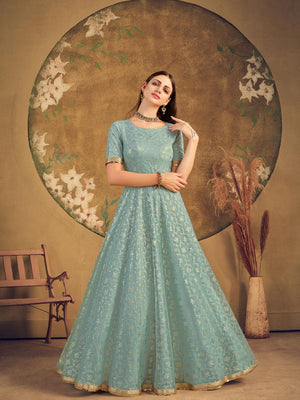 Impressive Pista Green Net Anarkali - Rajwada