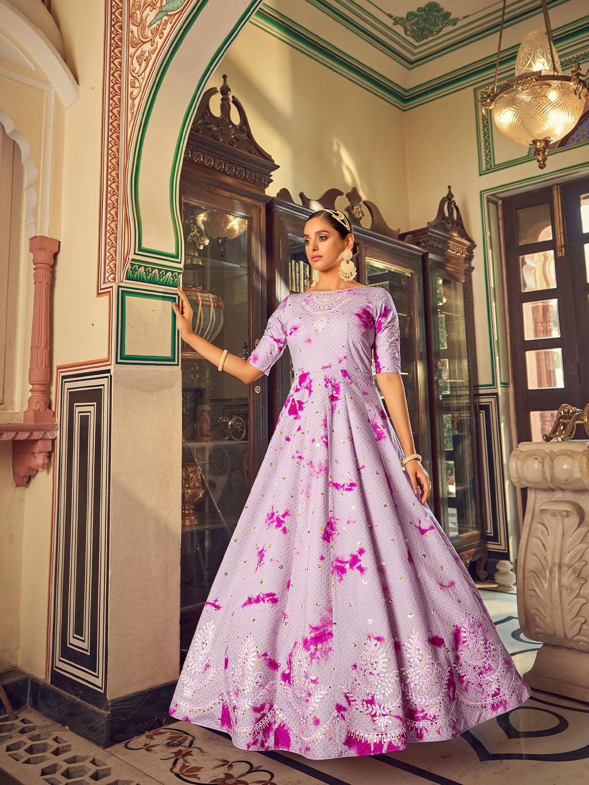 Impressive Purple Cotton Anarkali - Rajwada