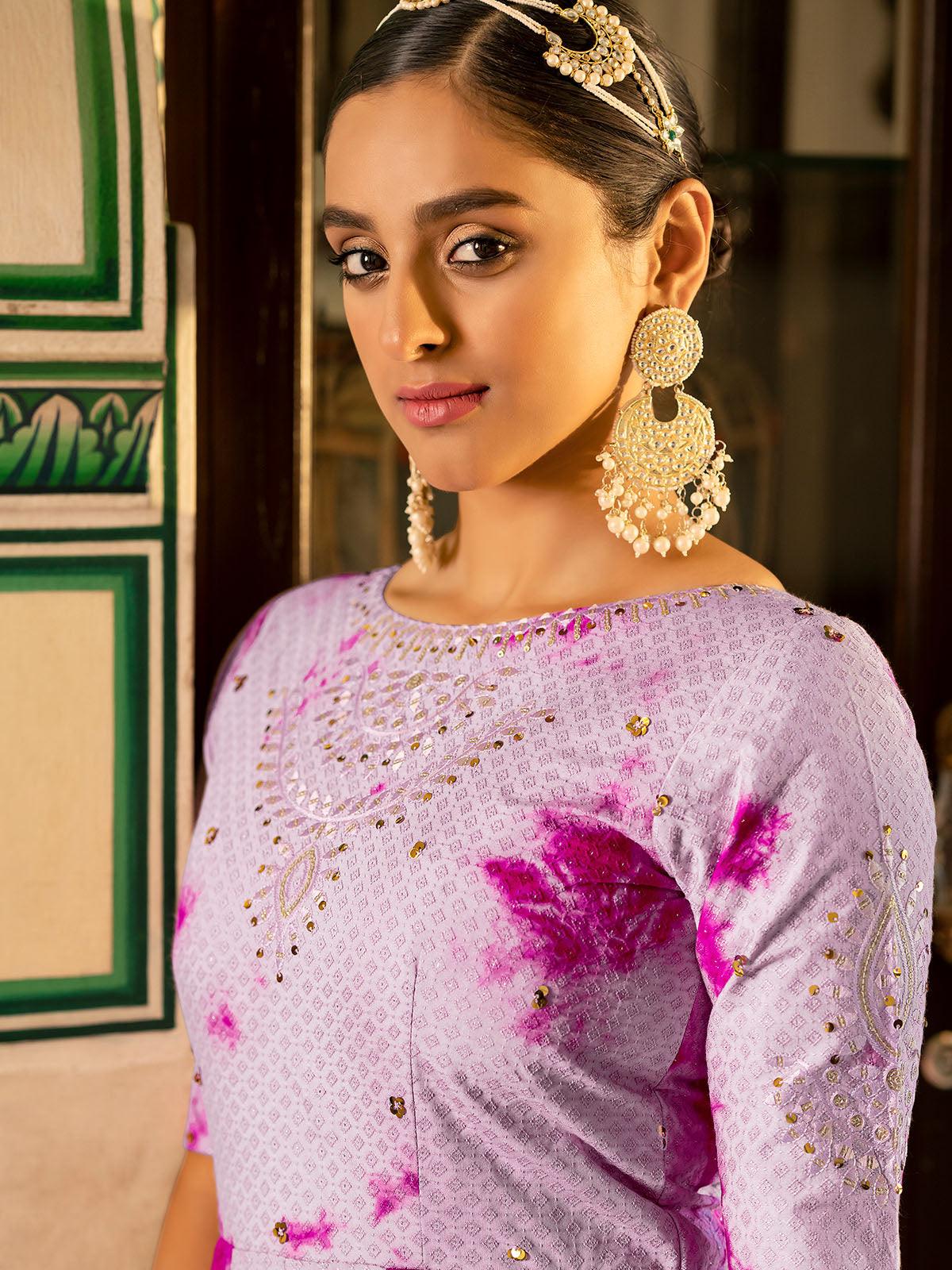 Impressive Purple Cotton Anarkali - Rajwada