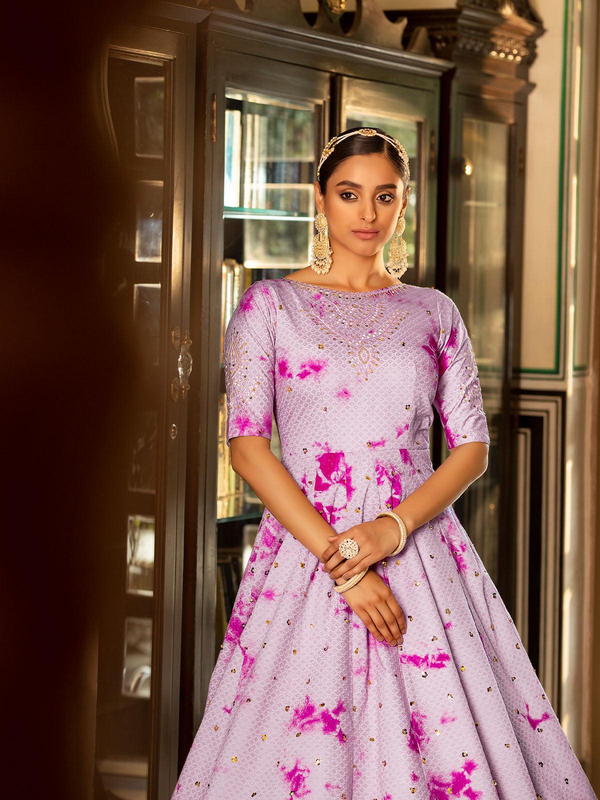 Impressive Purple Cotton Anarkali - Rajwada
