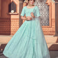 Impressive Sky Blue Georgette Lehenga Set - Rajwada