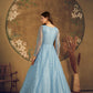 Impressive Sky Blue Net Anarkali - Rajwada