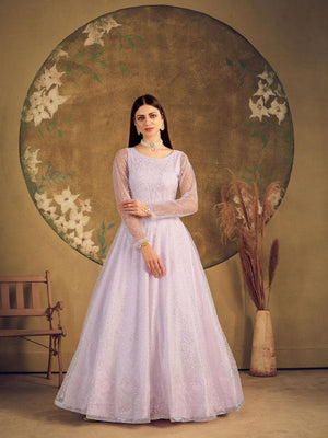 Impressive Violet Net Anarkali - Rajwada