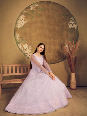 Impressive Violet Net Anarkali - Rajwada